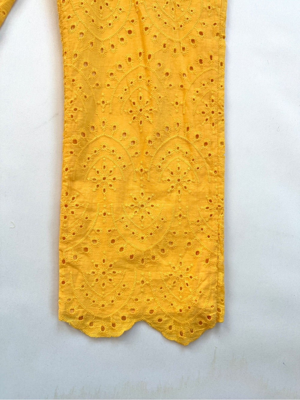 LALAVON YELLOW EMBROIDERED EYELET 100% COTTON PREPPY CROP TOP AND PANT SET SzM - Picture 8 of 14